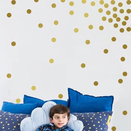 Gold Polka Dots Wall Stickers Kids Room Baby Room Wall Decals Nursery DIY Wallpaper Vinyl Wall Sticker Children Home Decoration