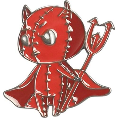 1PCS Cartoon Devil Brooch Red Cartoon Character Design Metal Dropping Oil Brooch Pin Gift