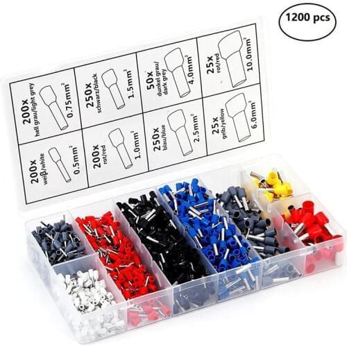 1200pcs Wire Terminal Crimp Connector Insulated Uninsulated Wire End Ferrules In Stock