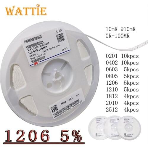 1206 5% smd resistor 5000pcs/real 0R 1R 1.1R 1.2R 1.3R 1.5R 1.6R 1.8R 2R 2.2R 2.4R 2.7R 3R 3.3R 3.6R 3.9R 4.3R 4.7R 5.1R 3216