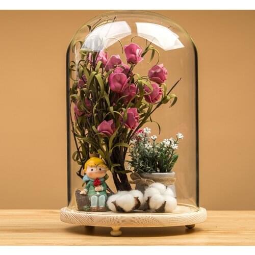 20*40cm Three Legs Log Base Big Size Glass Dome Vase Home Decoration Creative Transparent Cover DIY Friend Favor Gift Wedding