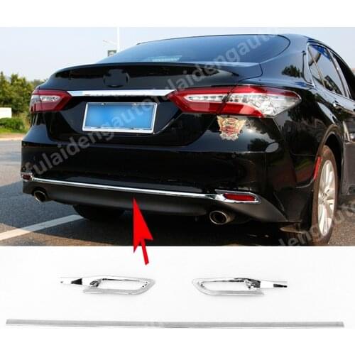 3pcs For Toyota Camry LE XLE 2018-2020 ABS Chrome Rear Trunk Lower Bumper Lip Fog Lamp Cover Trim Car accessories