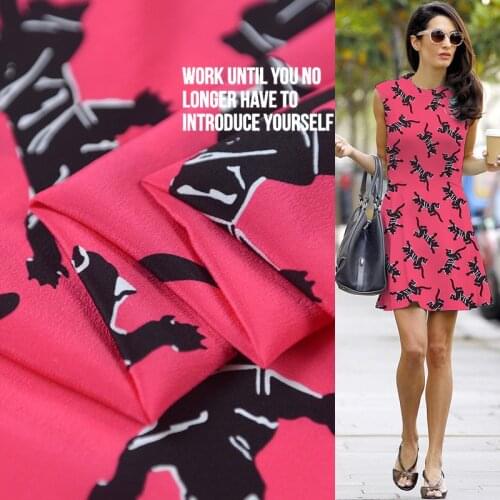 Abstract animal print pure silk crepe de chine fabric soft for girls dress,SCDC1397