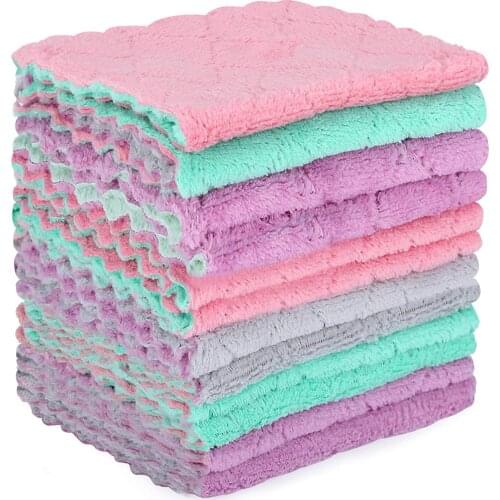 BalleenShiny 12 Pcs Multi-purpose Dirt Cleaning Cloth Double-sided Microfiber Thickened Absorbent Home Kitchen Bathroom Towels