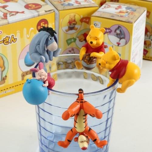 Disney Winnie the Pooh Action Figure Toys Piglet Tiger Eeyore 5 Pcs/lot Cute Cups Decoration Models for Kids Christmas Gifts