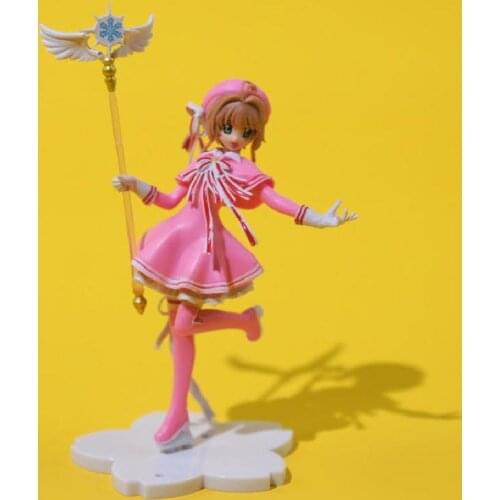 1pcs Kinomoto Sakura Pvc Action Figure Models Cardcaptor Magic Wand Card Girls Cake Decorations Figure Doll Toy Collection Gift