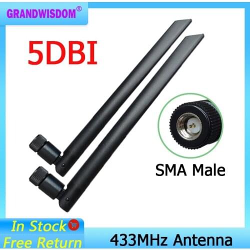 433Mhz Antenna 5dbi SMA Male Connector 433 MHz IOT Directional Antena Rubber Aerial Wireless Repeater Lorawan antenne 433m