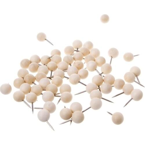 I 60 Round Wooden Pushpins, Creative Decorative Pushpins, Pushpins for Cork Boards, Bulletin Boards, Etc