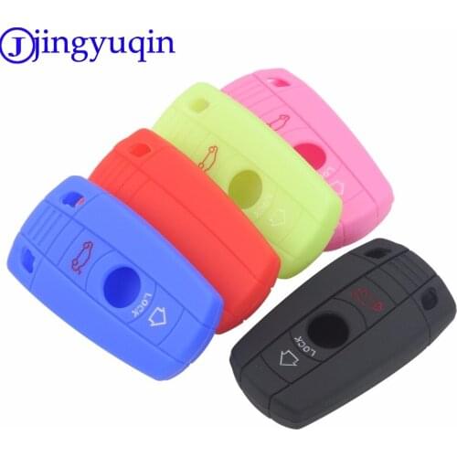 Jingyuqin 3 Buttons Remote Silicone Car Fob Key Case Cover For BMW X1 X5 X6 1 3 5 7 E Series Z4 M3 M5 Smart Key