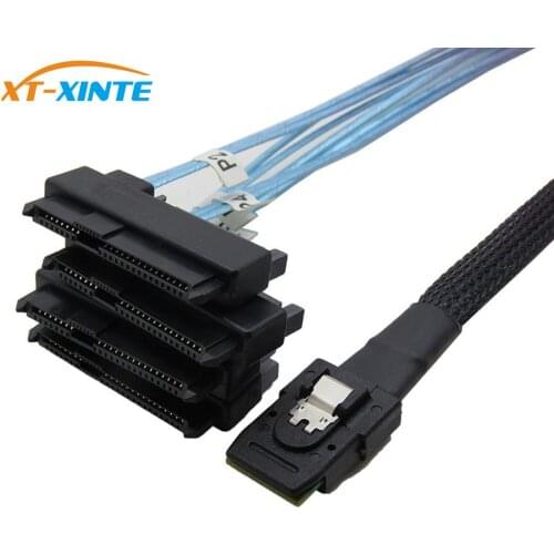 XT-XINTE SAS 36P Cable Mini-SAS SFF-8087 to 4*SFF-8482 SAS 29P with 15Pin Power Cable 12Gbps 50cm/100cm SATA Transmission Cable
