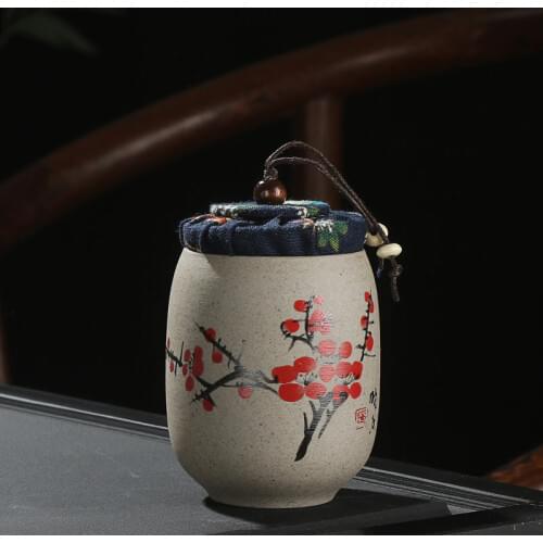 NOOLIM Creative Tea Caddy for Puer Crude Pottery Portable Travel Cans Chinese Porcelain Ceramic Canister Kung Fu Storage Jar