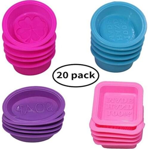 Hot 20pcs/Set Round Silicone Soap Molds DIY handmade Soap Making Muffin Cupcake Baking Tools Soap Form Tray Mould