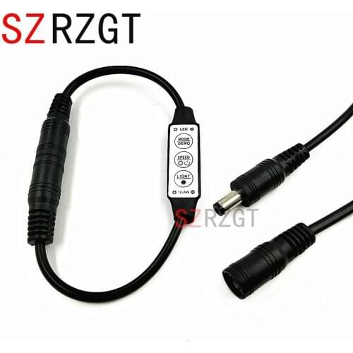 Mini Dimmer Controller Switch 3Key DC12V-24V DC Jack Black For 5050 3528 5630 5730 Single Color Led Strip lamps Light