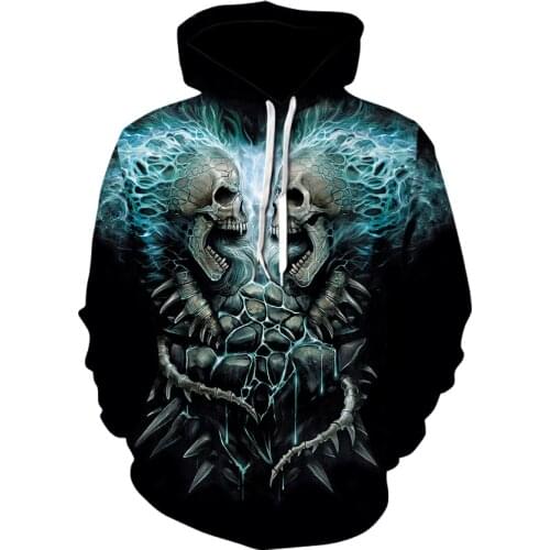 Mens Halloween horror skull print hoodie sweatshirt 2020 fashion mens and womens street wear hip-hop hoodies