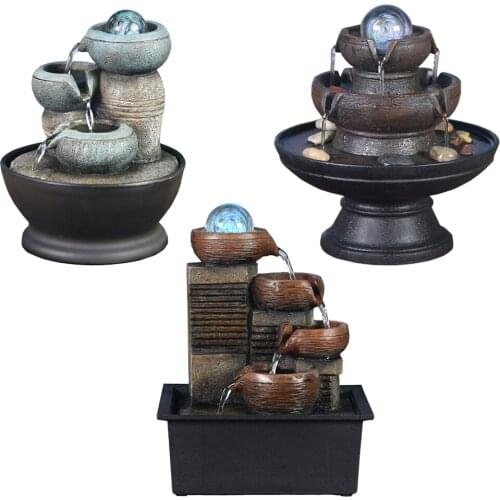 Household Desktop Fountain Flowing Water Decoration Courtyard Ornament with Light Rolling Ball Room Landscape Craft Decoration