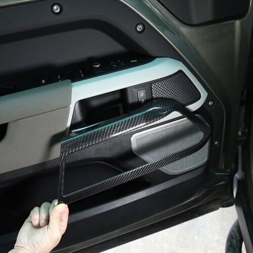 Real carbon fiber For Land Rover Defender 90 110 2020-2022 Car Door Inner Handle Decorative Frame Cover Stickers Car Accessories