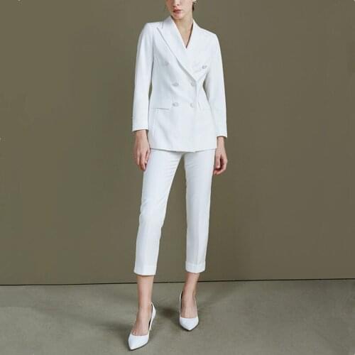 New Arrival Womens Pants Suits Double Breasted Blazer Jacket & Pants Business Casual Office Wear Women Suit Female Blazer Sets