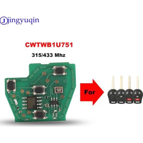 Jingyuqin ASK 315MHZ New Remote Key for Nissan March Qashqai Sunny Sylphy Tiida 46 Chip Fob Transmitter For CWTWB1U751 H0561