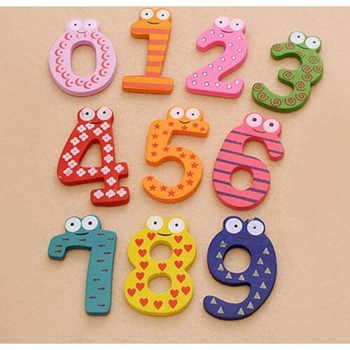 New Gift Set Magnets Teaching Alphabet Set 10Pcs Cute Wooden Fridge Magnet Number Colorful Educational Learn Cute Kid Toy Set