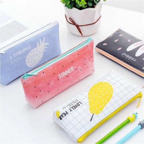 1@#1pcs/sell Brief Kawaii plant Pencil Case cute watermelon pattern School Supplies Stationery Gift Pencil Box Pencil Bag