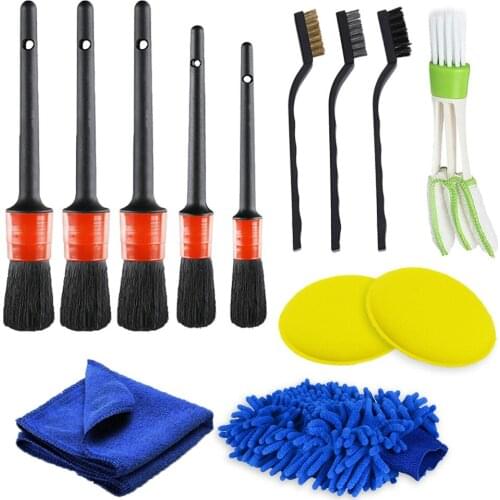 5/11/13pcs Detailing Brush Cleaning Gloves Car Cleaner Brush Set For Car Motorcycle Interior Exterior Air Vents Wheel Washing