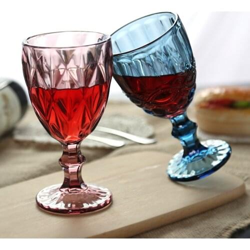 Retro Relief Wine Glass Glass Goblet Creative Wine Glass Household Juice Cup Thick Drink Water Cup