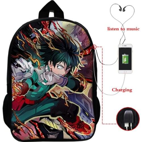 Anime My Hero Academia Backpack Multifunctional USB Charge Laptop Backpack School Bags for Teenagers Boys Girls Traval Bags