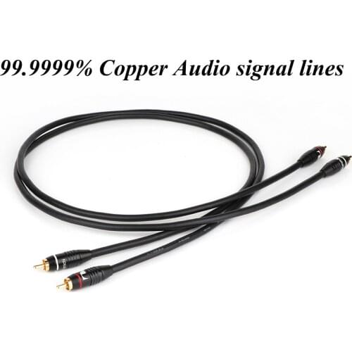 Pair HI-End 99.9999% OFC Copper RCA Interconnect Cable With 2RCA To RCA Audio Cable HIFI,24K Gold plated RCA PLUG
