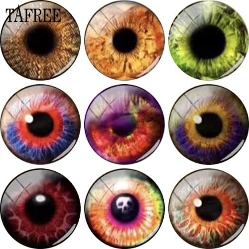 TAFREE Multi Creepy Eyes 12 20mm Glass Beads Cabochon Dome Cover Pendant Flat Back Making Findings