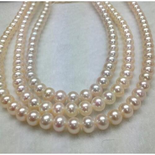 Unique Pearls jewellery Store,6-7mm White Color Potato Round Freshwater Pearl Loose Beads,15inchs One Full Strand