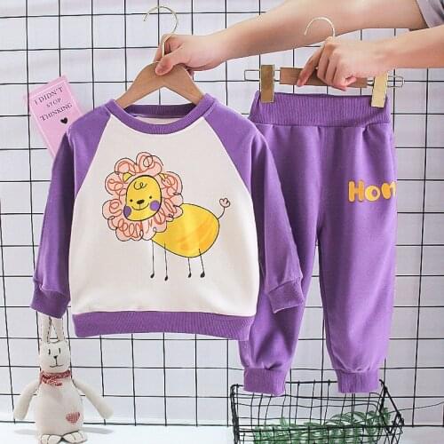 Spring Baby Girls Clothing Suit Cute Print Toddler Children Clothes Cotton Kids Long sleeve T-shirt+Pants Autumn Girls Tracksuit