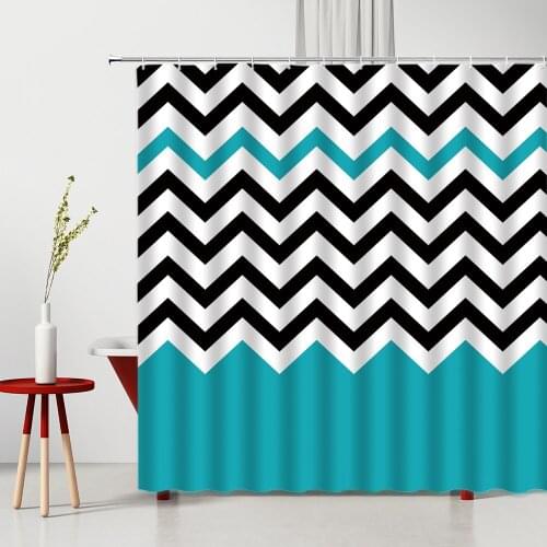 Waterproof Shower Curtains Set Creative Geometric Figures Pattern Bathtub Decorative Hanging Curtain Multiple Size