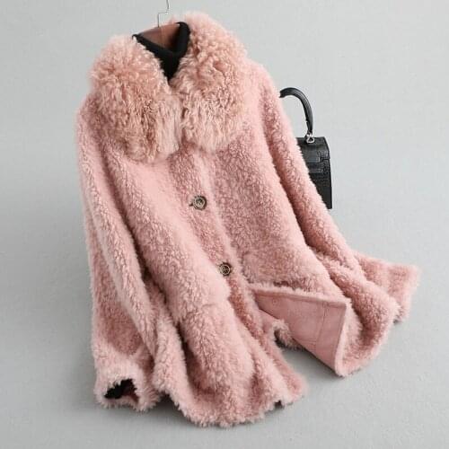 Coat Fur Real Female Wool Fur Collar Sheep Shearling Fur Jackets 2020 Winter Jacket Women korean 100% Wool Coats MY3826 s
