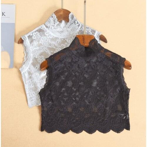 Women Embroidery Lace Hollow Detachable Collars Half Shirt Fake False Collar Decorative Neck Tie Women Party Gravatas Gifts