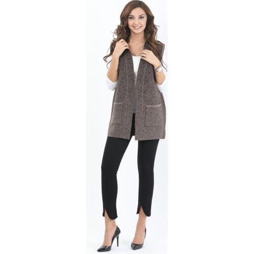 Snowed Pattern Womens Vest Black and Brown