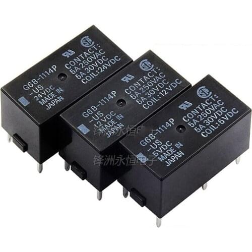 10PCS/Lot G6B-1114P-US-5VDC/G6B-1114P-US-12VDC/G6B-1114P-US-24VDC 5V/12V/24V 4P 5A Relay