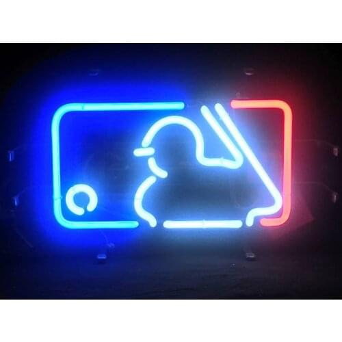14“x10" Baseball Player Neon Light Lamp Sign Beer Bar Handmade Glass Decorate Home Wall Room Windows Tube Artwork