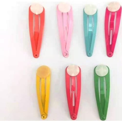 200pcs Colorful Metal Hair Clips Barrettes , Hair Pins Snaps Supply, Hair Accesories W/ Glue Pad For Kids 1.6inch 40mm