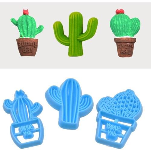 3pcs Cactus Embossed Cake Mold Fondant Cutters DIY Chocolate Mould Pastry Baking Cookie Cutter Cake Decorating Tools