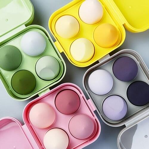 4pcs Makeup Blender Cosmetic Puff Makeup Sponge with Storage Box Foundation Powder Sponge Beauty Tools Women Make Up Accessories