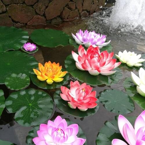 5Pcs Artificial Floating Water Lily EVA Lotus Flower Pond Decor 10cm (Red/Yellow/Blue/Pink/Light Pink)