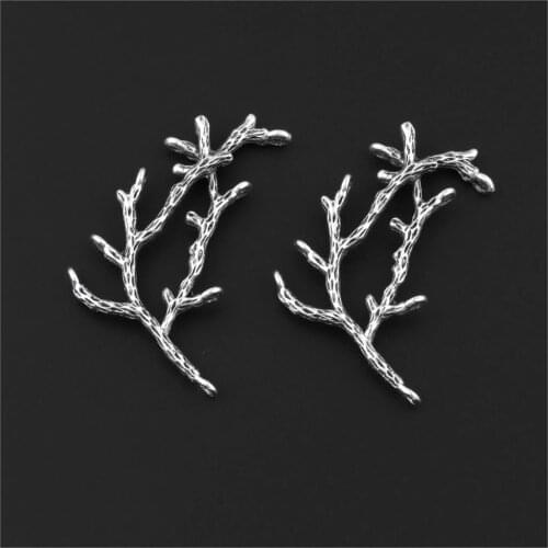 5Pcs Silver Color Exquisite Branch Leaves Charms Tree Pendant For Women Ornaments Jewelry Making dropshipping 24x45mm A3149