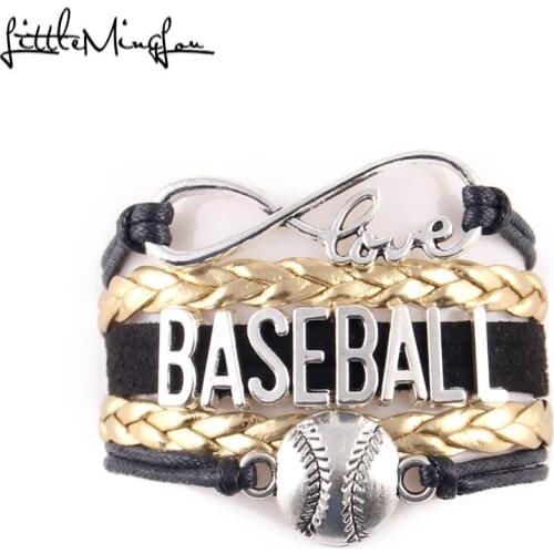 Infinity Love Baseball women bracelet stacks Baseball charm leather wrap women bracelet & bangles for women jewelry accessories