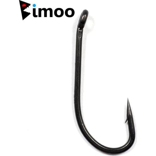 Bimoo 100pcs Coating Carp Hook Long Shank In-Turn Eye High Carbon Steel Micro Barb Carp Fishing Hook Size #2 #4 #6 #8 #10