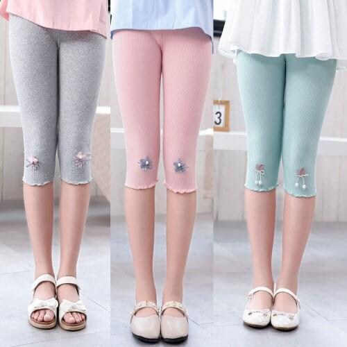 Girls' trousers summer thin cotton pants baby pants Korean style childrens pants Western-style childrens bottoming pants