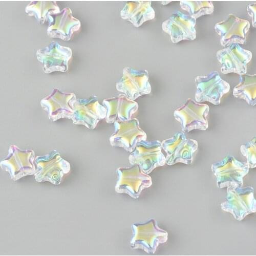 20PC/lot 8mm AB Color Star Beads Czech Glass Loose Spacer Beads For Jewelry Making Hairpin Handmade Diy Accessories