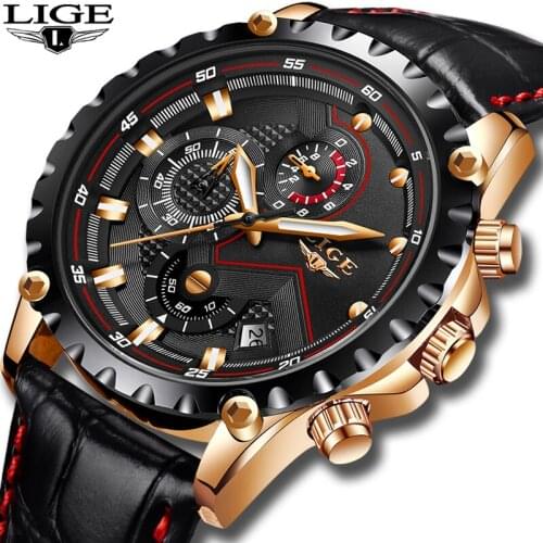 Luxury Brand LIGE Watches Mens Fashion Sport Military Quartz Watches Mens Leather Business Mens Waterproof Relogio Masculino