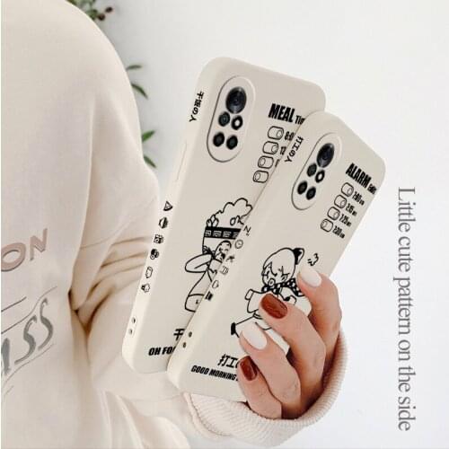 Stick Sleeping Boy Phone Case For Huawei Nova8 8Pro 8SE Nova 7 7Pro 7SE 6 6se 5 5Pro 5Z 5I 5Ipro 5T 4 4E Liquid Silicone Cover