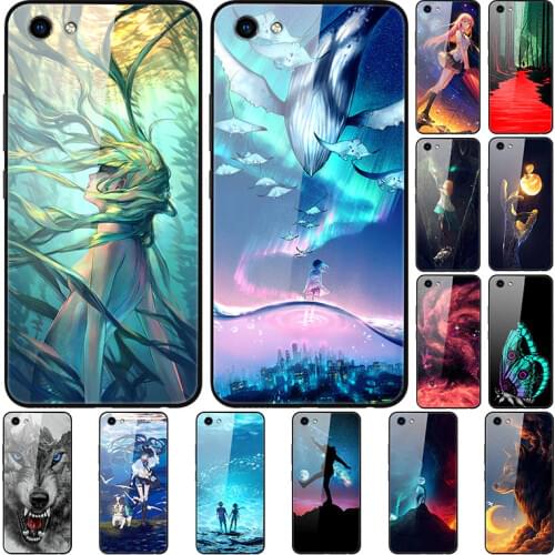 Case For VIVO Y81 Back Phone Cover Black TPU Silicone Bumper With Tempered Glass