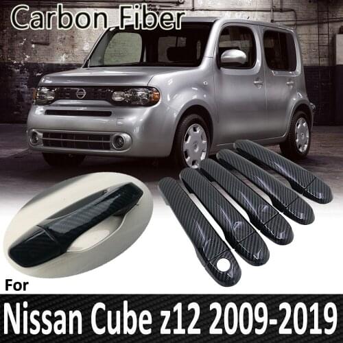 Black Carbon Fiber for Nissan Cube z12 2009 2010 201 2012 2013 2014 2015 2016 2017 2018 2019 Door Handle Cover Car Accessories